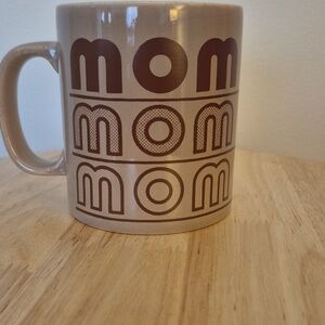 Vintage Retro 70s "MOM" Coffee Mug - Brown Tan Kiln Craft Geometric  Design